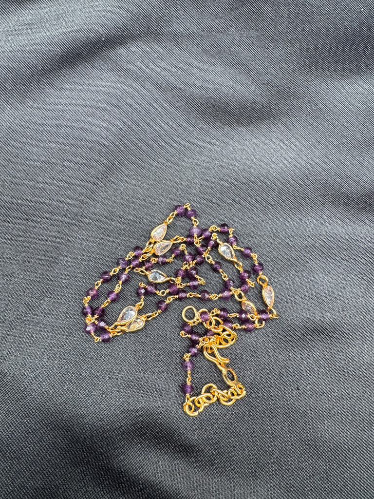 Purple beads with cz stones elegant chain