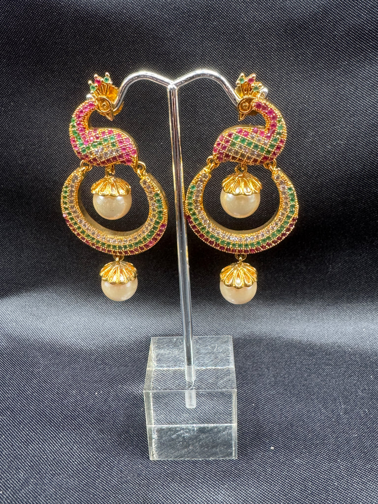 Beautiful and traditional look peacock design chandbali earrings