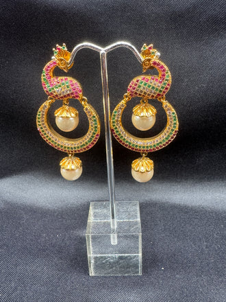 Beautiful and traditional look peacock design chandbali earrings