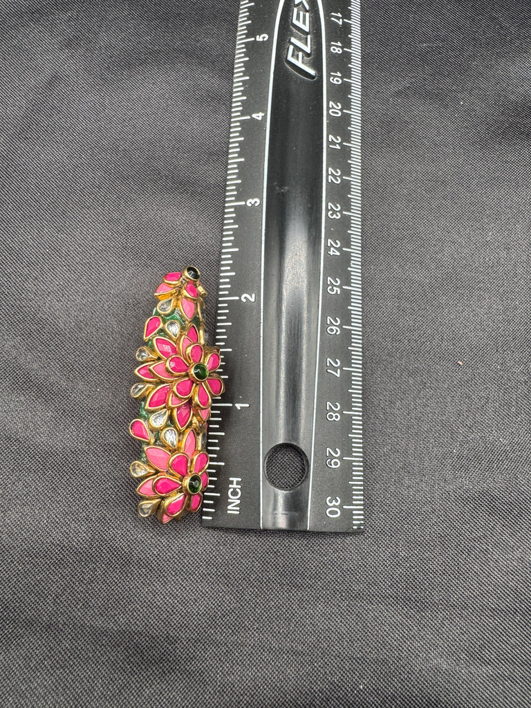 Flower design silver saree pin/ brooch