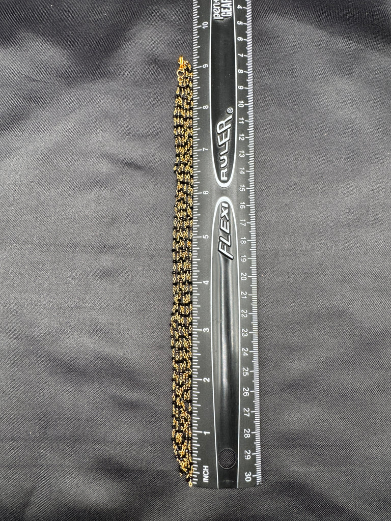 Three-line kattu thiga black diamond bead chain