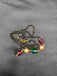 Black bead chain with multicolored Stones and Swarovski pearls