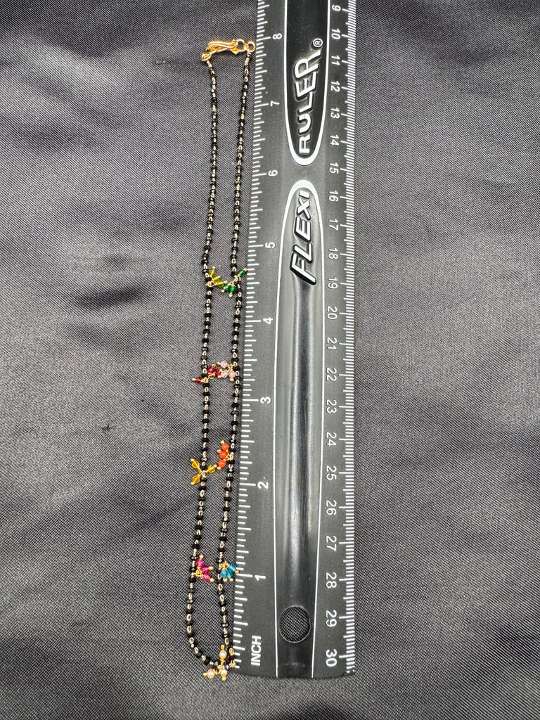 Single line black bead chain with multicolor beads all over the chain