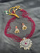 High-quality pink color beads with cz Stones peacock design pendant with matching jumka earrings