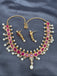 Ruby stones and uncut Stones and pearls necklace set