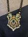 CZ stones and Emerald stones pendant with a bunch of black diamond beads necklace