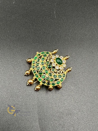 Emerald stones with CZ stones hair clip