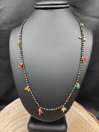Single line black bead chain with multicolor beads all over the chain