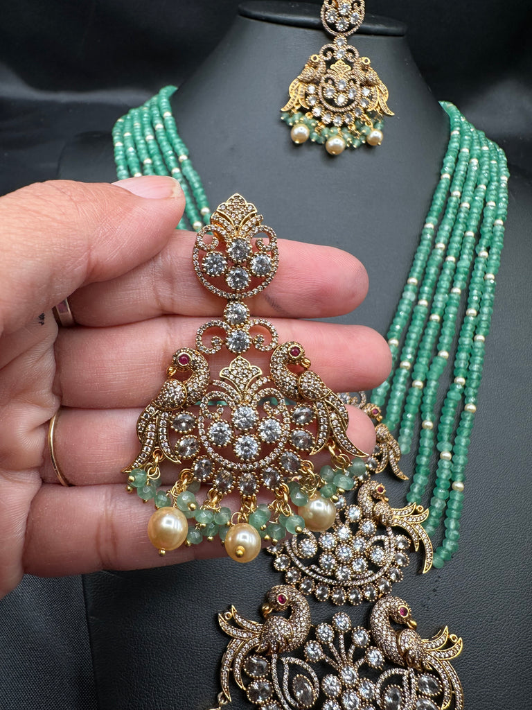 Real emerald beads with unique steps peacock