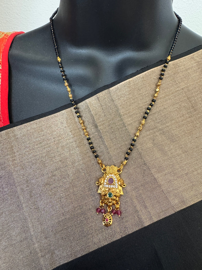 Beautiful and traditional look multicolor Stones pendant with a black bead chain