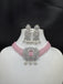 Light baby Pink beads with cz stones pendant and matching earrings choker set