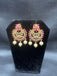 Ruby stones and cz stones with pearls chandbali earrings