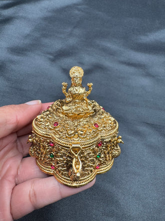 Lakshmi print antique Gold Kumkum & Turmeric box