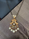 Simple antique peacock design with uncut stones and pearls black beads chain