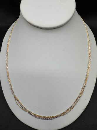 92.5 pure silver 5 line gold & silver coating chain