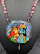 Natural sea Crystal hand painting Radha & Krishna pendant