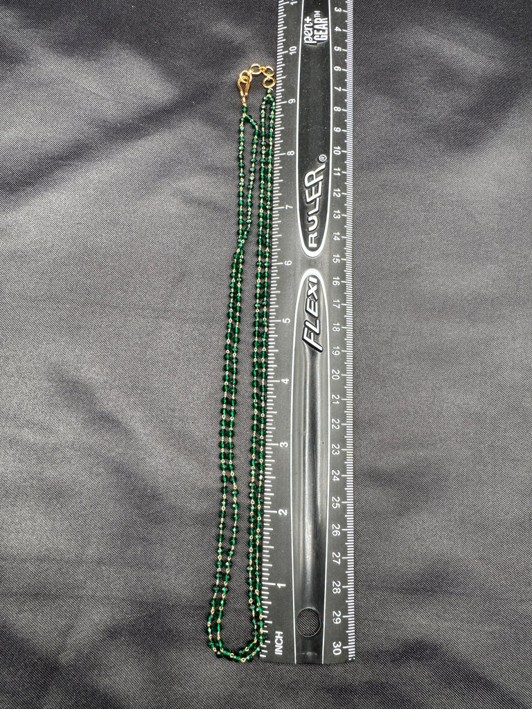 Double-line green crystal beads simple chain