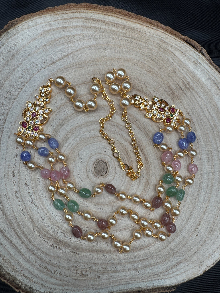 Swarovski pearls with semi-precious multicolor beads