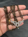 Double line black diamond bead chain with cz stones pendant