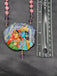 Natural sea Crystal hand painting Radha & Krishna pendant