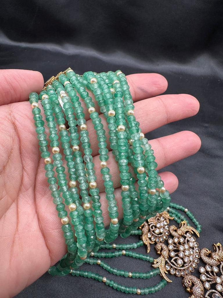 Real emerald beads with unique steps peacock