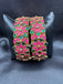 Bright pink and green color handmade Kundan kada bangles