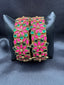 Bright pink and green color handmade Kundan kada bangles