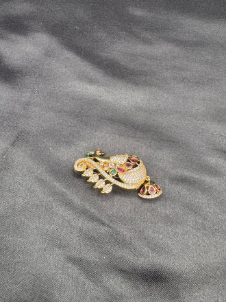 Peacock design with hanging jumka multicolor Stones