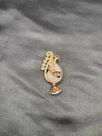 Peacock design with hanging jumka multicolor Stones