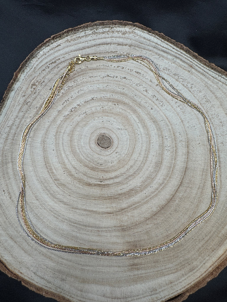 92.5 pure silver 5 line gold & silver coating chain