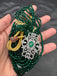 Green Crystal beads chain with cz stones side locket with matching earrings