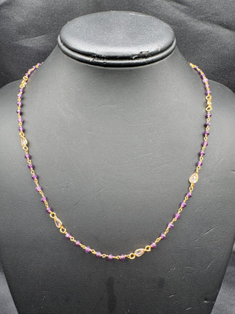 Purple beads with cz stones elegant chain