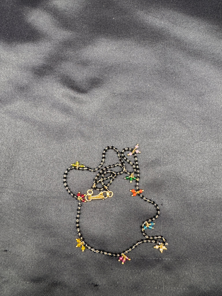 Single line black bead chain with multicolor beads all over the chain