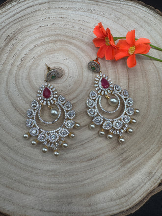 CZ Stones with Pearls big size earrings