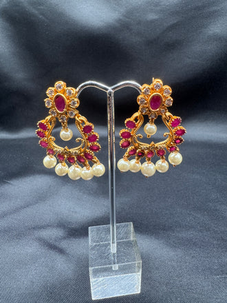 Different color stones chandbali earrings