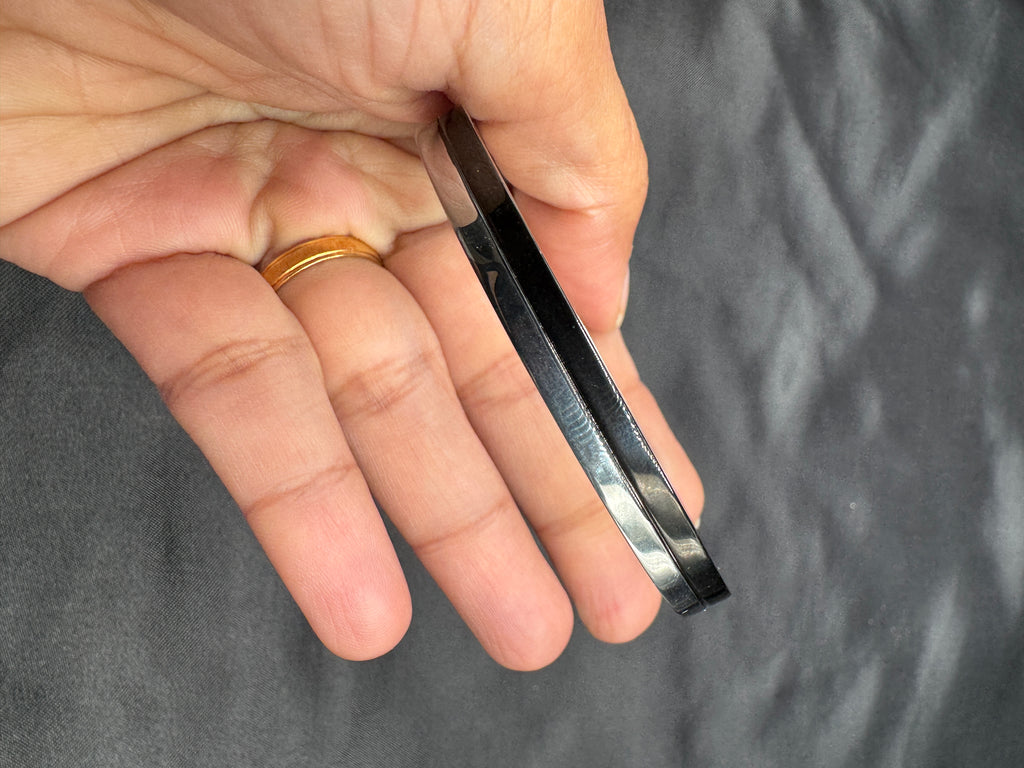 Black & Silver metal side-opening kada bangle/ bracelet