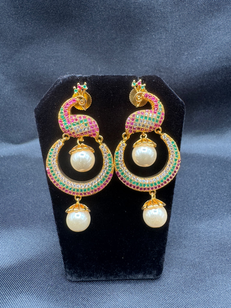 Beautiful and traditional look peacock design chandbali earrings