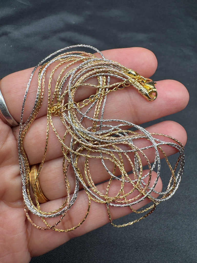 92.5 pure silver 5 line gold & silver coating chain