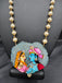 Light gray natural sea crystal hand painting Radha & Krishna pendant with Swarovski pearls chain