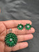 Flower design Emerald stone silver pendant with matching earrings