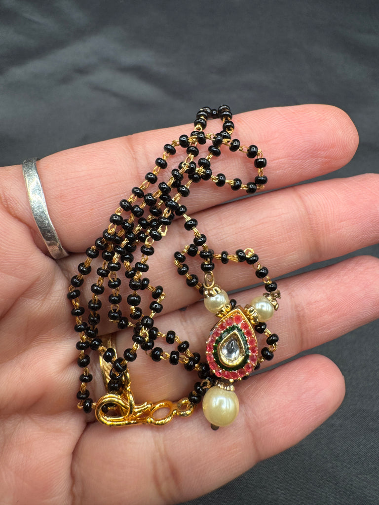 Single Line black bead chain with a small pendant