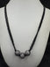 Double line black diamond beads with cz stones ball pendant