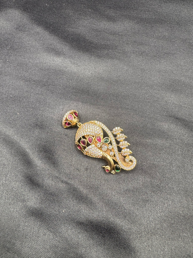 Peacock design with hanging jumka multicolor Stones