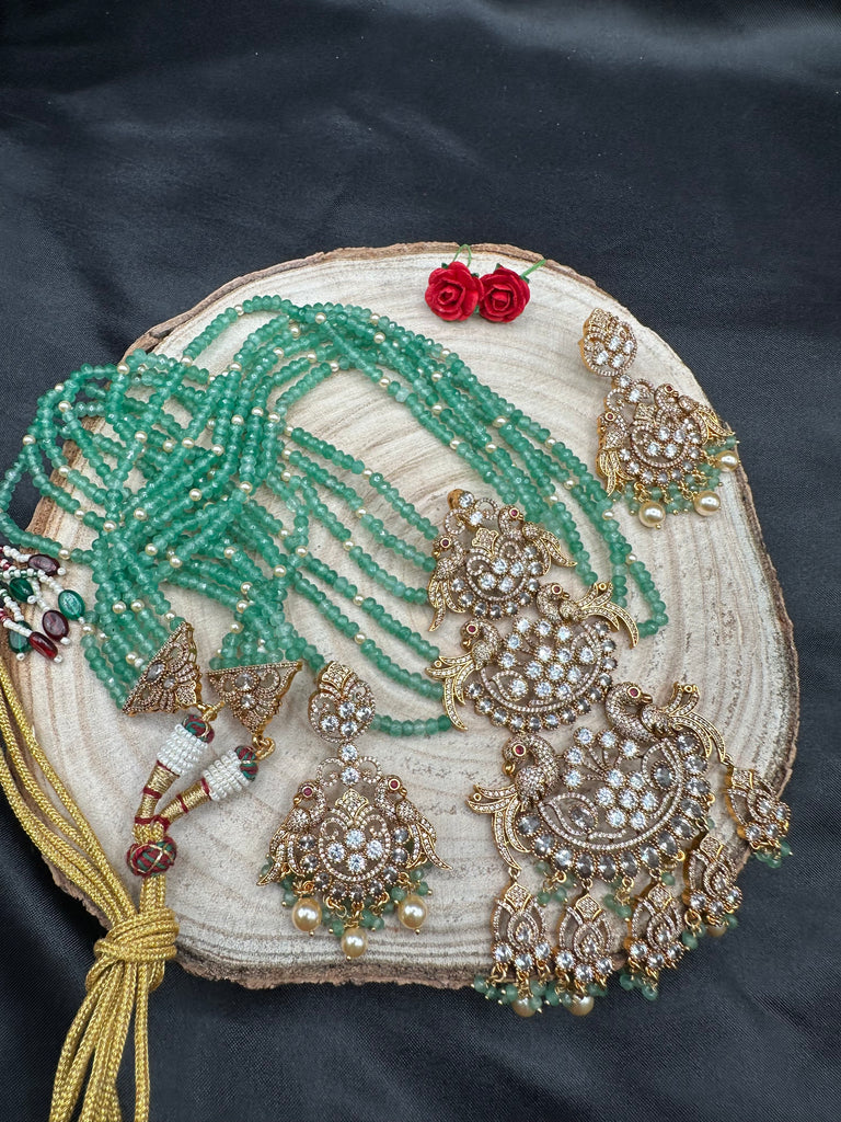 Real emerald beads with unique steps peacock