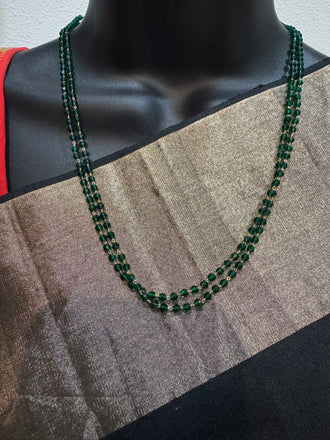 Double-line green crystal beads simple chain