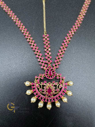Beautiful Ruby stones with pearls tikka