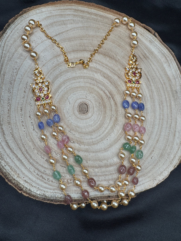 Swarovski pearls with semi-precious multicolor beads