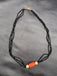 Natural Coral engraved flower with Swarovski pearls black diamond beads chain