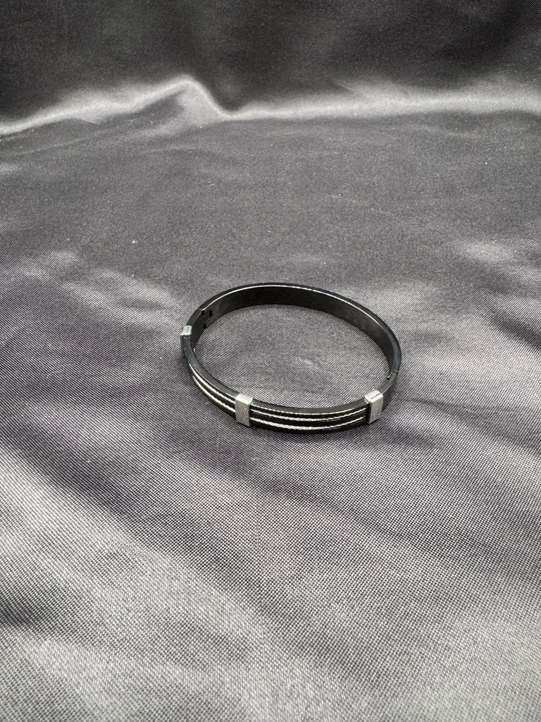 Black metal with silver wire bangle type bracelet