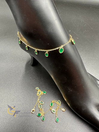 Emerald stones gold anklets